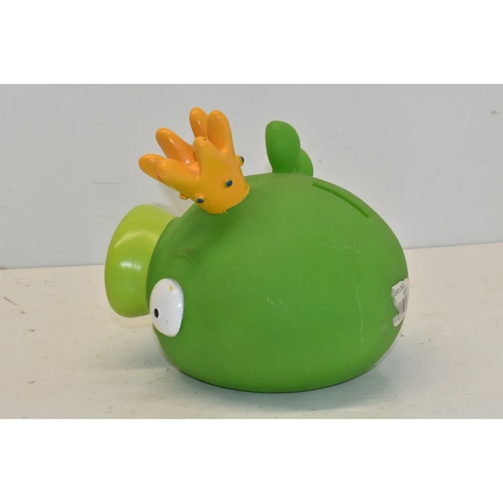 Rare Angry Birds King Pig Green Ceramic Coin Piggy Bank Rovio NO STOPPER
